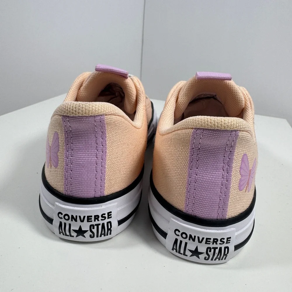 Converse Chuck Taylor All Star Low Top Kids Size 13 Peach Purple Butterfly